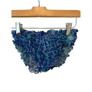 Poupette St Barth silk bikini panties blue green print